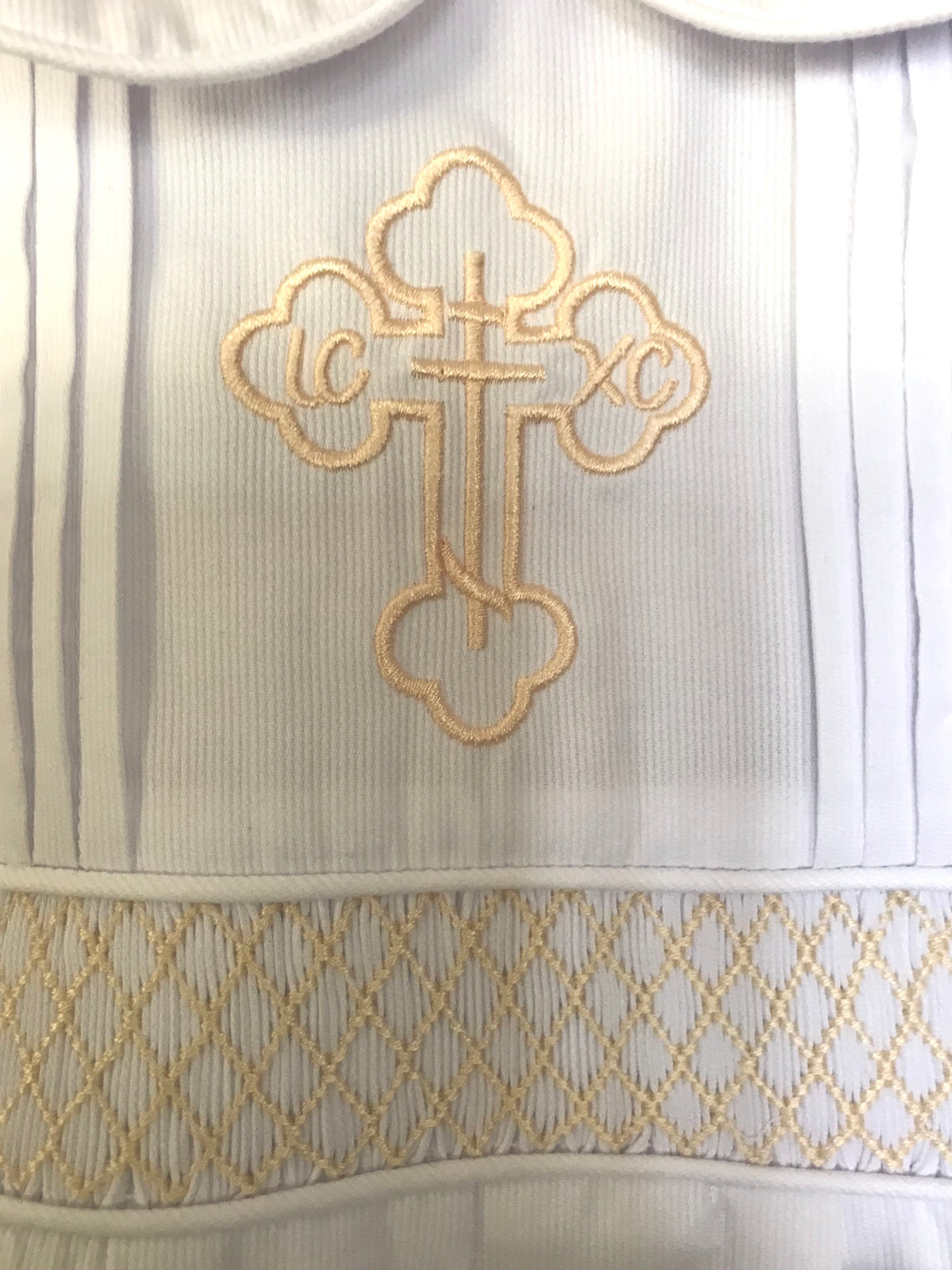 Orthodox Cross Smocked Baby Boy Shortall