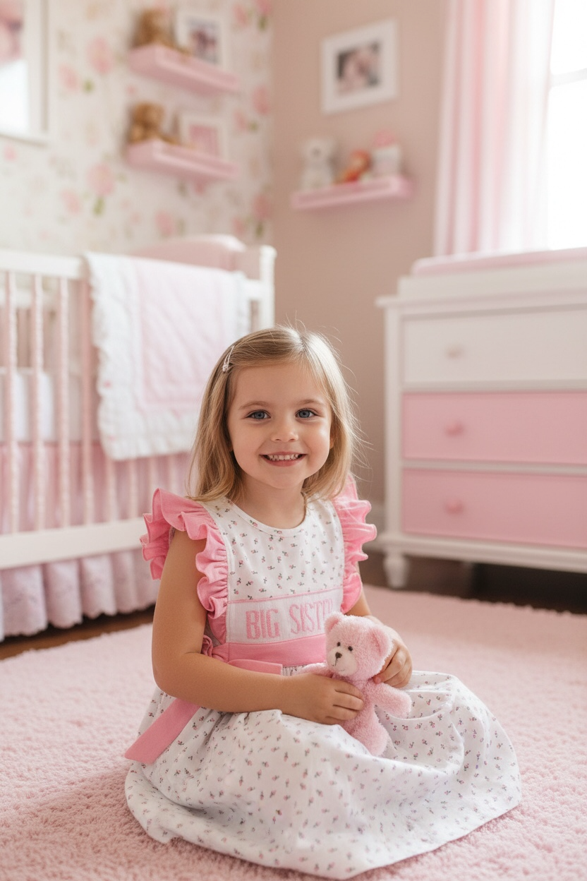 Classic Rosebuds Smocked Big Sister Dress
