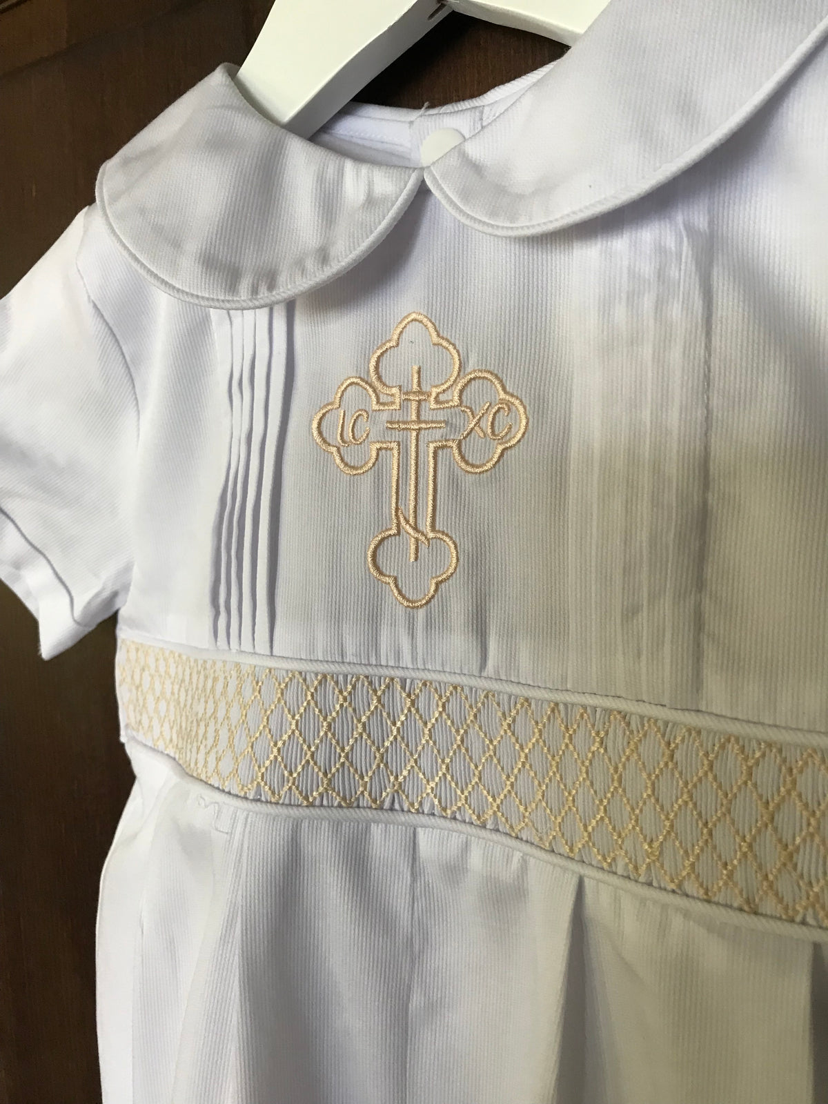 Orthodox Cross Smocked Baby Boy Shortall