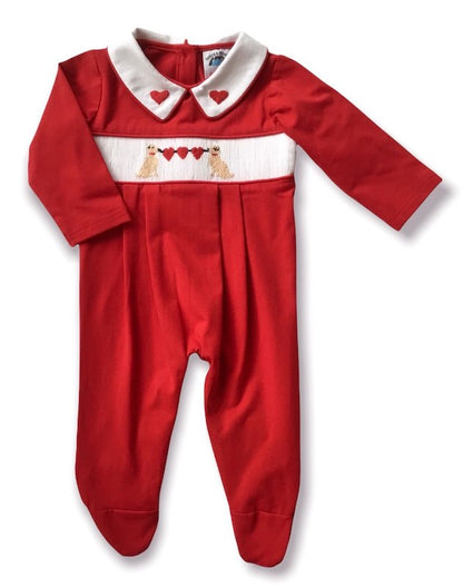 Puppy Love Smocked Baby Boy Footie