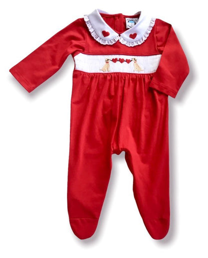 Puppy Love Smocked Baby Girl Footie