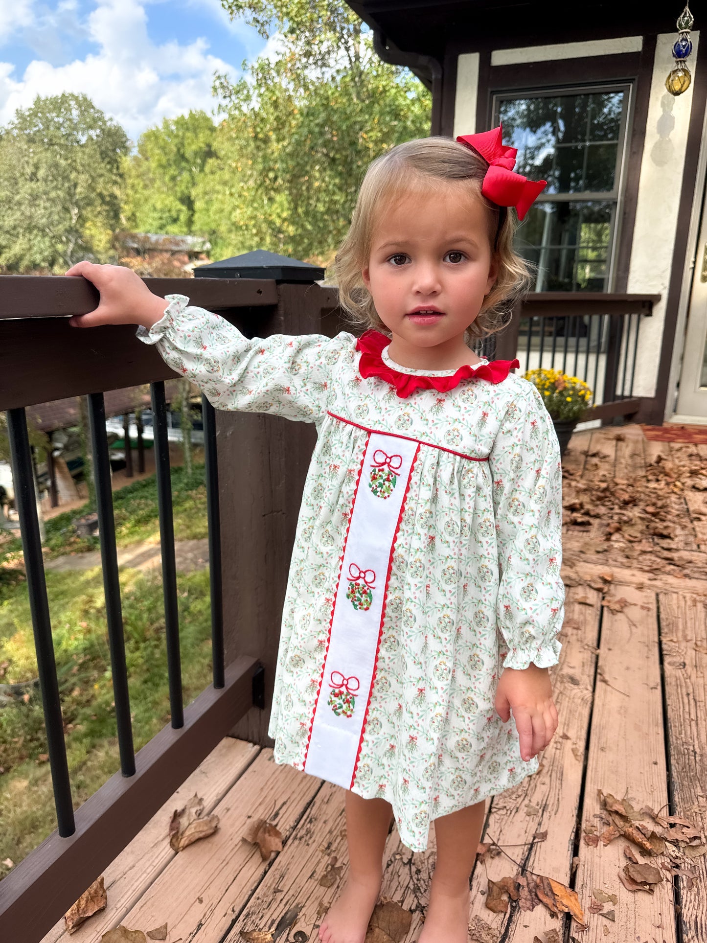 Bow on the Mistletoe Embroidered Dress