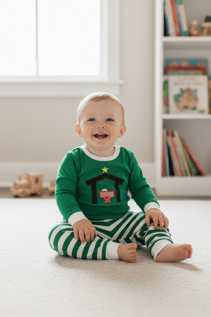 Away in the Manger Green Pajama Set