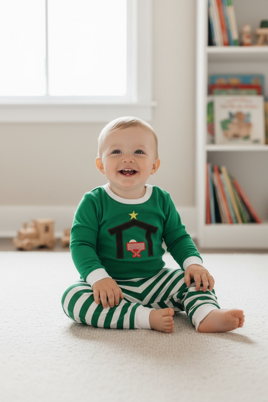 Away in the Manger Green Pajama Set