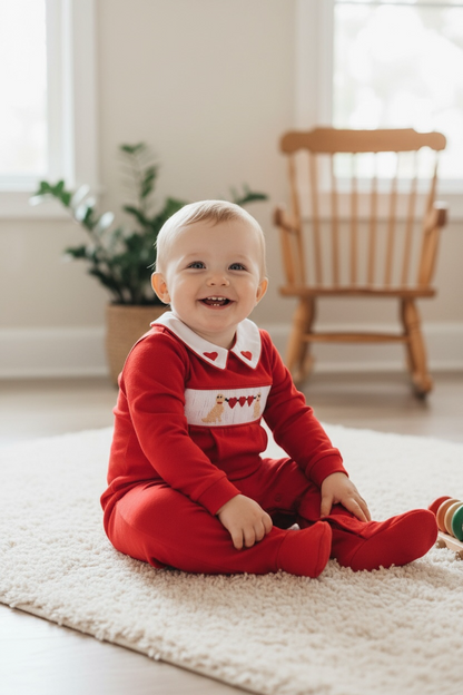Puppy Love Smocked Baby Boy Footie