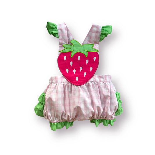 Strawberry Fields Applique Ruffle Bubble