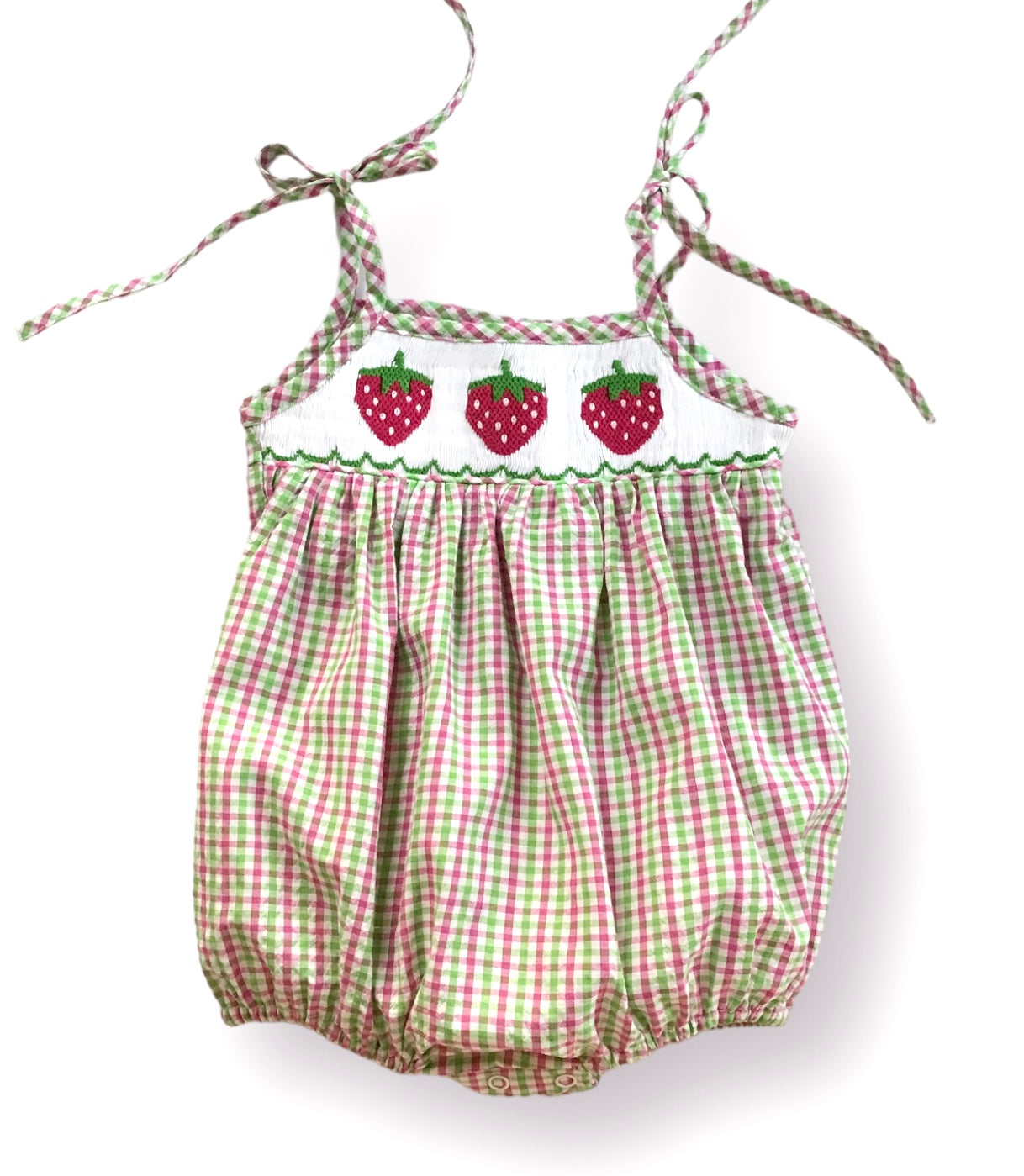 Tie Strap Strawberry Fields Smocked Bubble