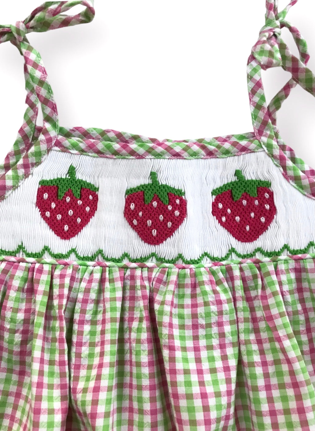 Tie Strap Strawberry Fields Smocked Bubble