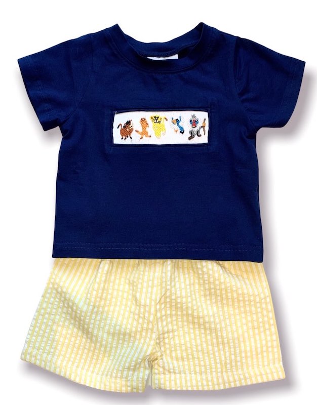 Safari Friends Smocked Shorts Set