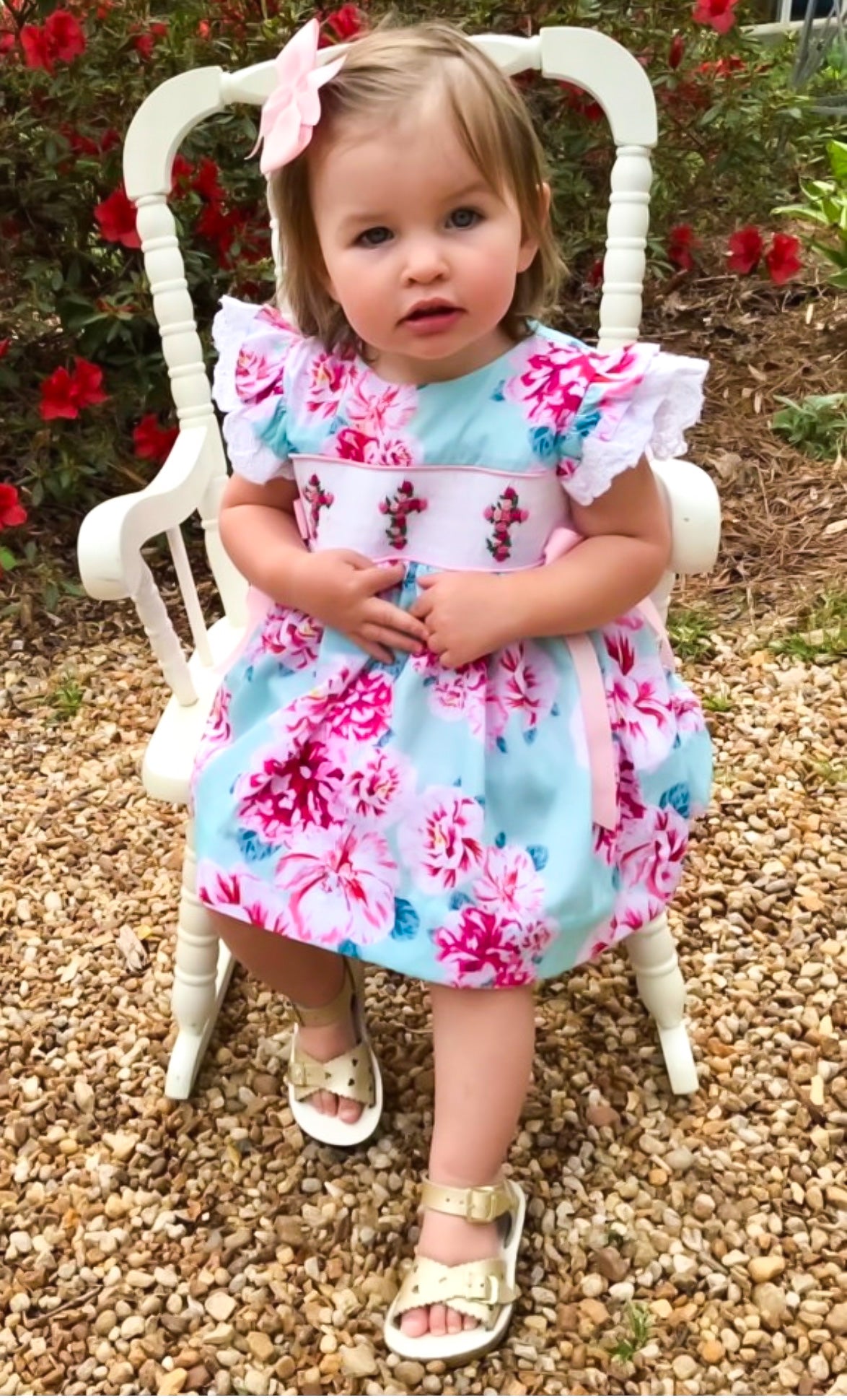 Pretty in Peonies Smocked Crosses Bloomer Set